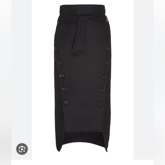 A.W.A.K.E Mode Faille Button Detailed Pencil Black Waffle Skirt Size 35 - Picture 6 of 6